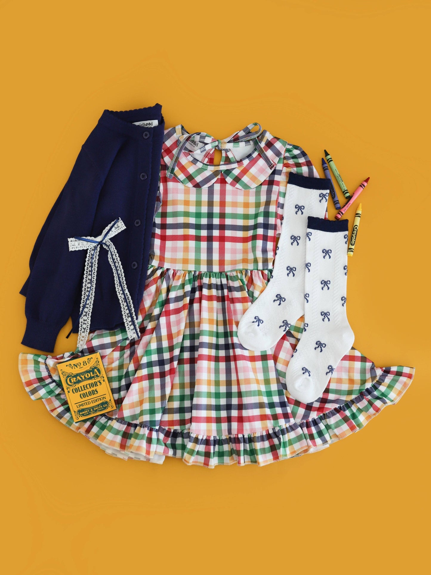 Navy Bow Scalloped Knee Socks: 0-6 MONTHS