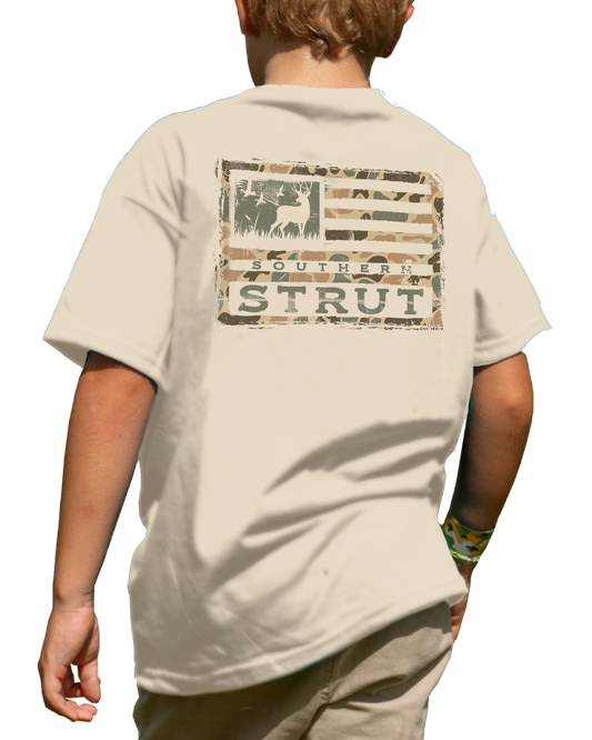 Youth Camo Deer Flag: Natural / MEDIUM