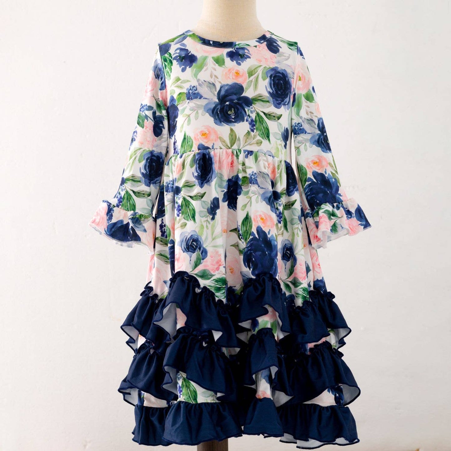 Navy Rose Maxi Girls Dress