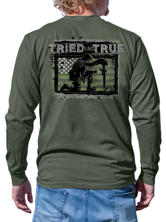 Some Gave All Military Green Long-Sleeve T-Shirt: Military Green / Large