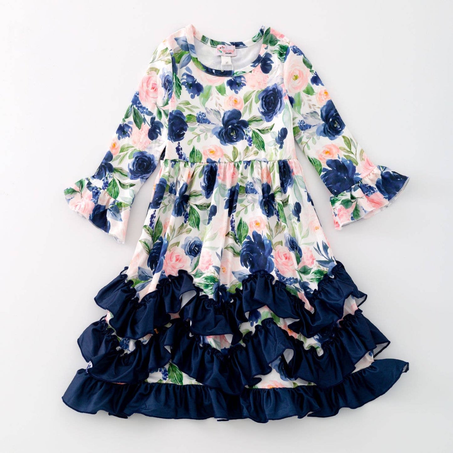 Navy Rose Maxi Girls Dress
