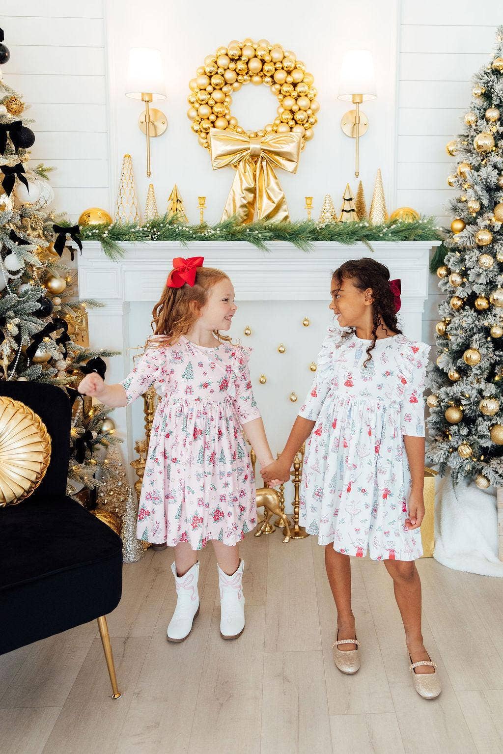 Clara's Christmas 3/4 Sleeve Ruffle Twirl Dress: 7/8